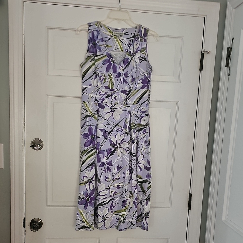Coldwater Creek Purple and Green Floral Midi Dress